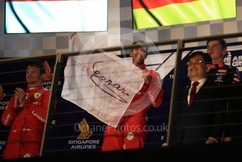 World © Octane Photographic Ltd. Formula 1 – Singapore GP - Race Podium. Scuderia Ferrari SF90 – Sebastian Vettel. Marina Bay Street Circuit, Singapore. Sunday 22nd September 2019.