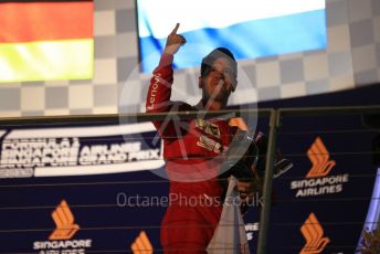 World © Octane Photographic Ltd. Formula 1 – Singapore GP - Race Podium. Scuderia Ferrari SF90 – Sebastian Vettel. Marina Bay Street Circuit, Singapore. Sunday 22nd September 2019.