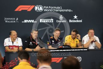 World © Octane Photographic Ltd. Formula 1 - Singapore GP - Friday FIA Team. Frederic Vasseur – Team Principal and CEO of Sauber Motorsport AG, Guenther Steiner - Team Principal of Haas F1 Team, Zak Brown - Executive Director of McLaren Technology Group, Christian Horner - Team Principal of Red Bull Racing and Cyril Abiteboul - Managing Director of Renault Sport Racing Formula 1 Team. Marina Bay Street Circuit, Singapore. Friday 20th September 2019.