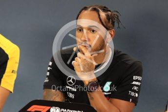 World © Octane Photographic Ltd. Formula 1 – Singapore GP. FIA Drivers Press Conference. Mercedes AMG Petronas Motorsport - Lewis Hamilton. Marina Bay Street Circuit, Singapore. Thursday 19th September 2019.