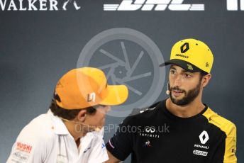 World © Octane Photographic Ltd. Formula 1 – Singapore GP. FIA Drivers Press Conference. Renault Sport F1 Team – Daniel Ricciardo and McLaren – Lando Norris. Marina Bay Street Circuit, Singapore. Thursday 19th September 2019.