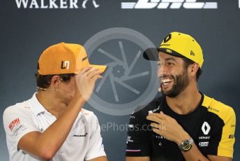 World © Octane Photographic Ltd. Formula 1 – Singapore GP. FIA Drivers Press Conference. Renault Sport F1 Team – Daniel Ricciardo and McLaren – Lando Norris. Marina Bay Street Circuit, Singapore. Thursday 19th September 2019.