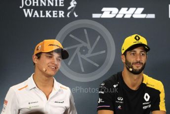 World © Octane Photographic Ltd. Formula 1 – Singapore GP. FIA Drivers Press Conference. Renault Sport F1 Team – Daniel Ricciardo and McLaren – Lando Norris. Marina Bay Street Circuit, Singapore. Thursday 19th September 2019.