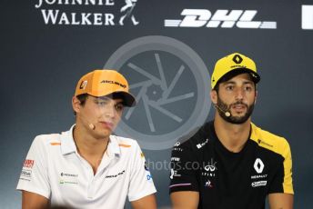World © Octane Photographic Ltd. Formula 1 – Singapore GP. FIA Drivers Press Conference. Renault Sport F1 Team – Daniel Ricciardo and McLaren – Lando Norris. Marina Bay Street Circuit, Singapore. Thursday 19th September 2019.
