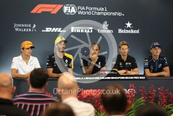 World © Octane Photographic Ltd. Formula 1 – Singapore GP. FIA Drivers Press Conference. Haas F1 Team – Romain Grosjean, McLaren – Lando Norris, Mercedes AMG Petronas Motorsport - Lewis Hamilton, Renault Sport F1 Team – Daniel Ricciardo and ROKiT Williams Racing – Robert Kubica. Marina Bay Street Circuit, Singapore. Thursday 19th September 2019.