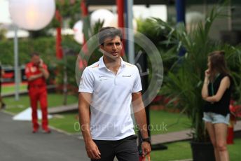 World © Octane Photographic Ltd. Formula 1 – Singapore GP - Paddock. McLaren MCL34 – Carlos Sainz. Marina Bay Street Circuit, Singapore. Thursday 19th September 2019.