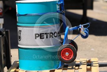 World © Octane Photographic Ltd. Formula 1 – Spanish In-season testing. Mercedes AMG Petronas Motorsport AMG F1 fuel drum. Circuit de Barcelona Catalunya, Spain. Tuesday 14th May 2019.