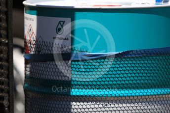 World © Octane Photographic Ltd. Formula 1 – Spanish In-season testing. Mercedes AMG Petronas Motorsport AMG F1 fuel drum. Circuit de Barcelona Catalunya, Spain. Tuesday 14th May 2019.