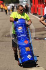 World © Octane Photographic Ltd. Formula 1 – Spanish In-season testing. Red Bull Racing Esso fuel drums in the paddock. Circuit de Barcelona Catalunya, Spain. Tuesday 14th May 2019.