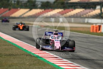 World © Octane Photographic Ltd. Formula 1 – Spanish In-season Pirelli testing. SportPesa Racing Point RP19 - Sergio Perez and McLaren MCL34 – Carlos Sainz. Circuit de Barcelona Catalunya, Spain. Tuesday 14th May 2019.
