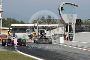 World © Octane Photographic Ltd. Formula 1 – Spanish In-season testing. SportPesa Racing Point RP19 - Nick Yelloly and Rich Energy Haas F1 Team VF19 – Pietro Fittipaldi. Circuit de Barcelona Catalunya, Spain. Tuesday 14th May 2019.
