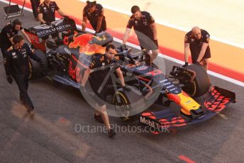 World © Octane Photographic Ltd. Formula 1 – Spanish In-season testing. Aston Martin Red Bull Racing RB15 – Pierre Gasly car gets pushed down the pit lane after stopping on the pit straight. Circuit de Barcelona Catalunya, Spain. Tuesday 14th May 2019.