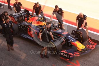 World © Octane Photographic Ltd. Formula 1 – Spanish In-season testing. Aston Martin Red Bull Racing RB15 – Pierre Gasly car gets pushed down the pit lane after stopping on the pit straight. Circuit de Barcelona Catalunya, Spain. Tuesday 14th May 2019.