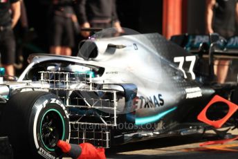 World © Octane Photographic Ltd. Formula 1 – Spanish In-season testing. Mercedes AMG Petronas Motorsport AMG F1 W10 EQ Power+ - Valtteri Bottas hit cones which get stuck in the air flow sensors. Circuit de Barcelona Catalunya, Spain. Tuesday 14th May 2019.