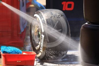 World © Octane Photographic Ltd. Formula 1 – Spanish In-season testing. Aston Martin Red Bull Racing RB15 tyre wash down. Circuit de Barcelona Catalunya, Spain. Wednesday 15th May 2019.