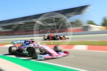 World © Octane Photographic Ltd. Formula 1 – Spanish In-season Pirelli testing. SportPesa Racing Point RP19 - Lance Stroll and Aston Martin Red Bull Racing RB15 – Daniel Ticktum. Circuit de Barcelona Catalunya, Spain. Wednesday 15th May 2019.