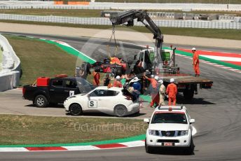 World © Octane Photographic Ltd. Formula 1 – Spanish In-season testing. Aston Martin Red Bull Racing RB15 – Daniel Ticktum stops on circuit. Circuit de Barcelona Catalunya, Spain. Wednesday 15th May 2019.