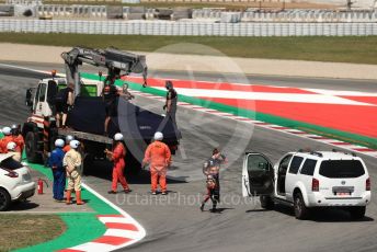 World © Octane Photographic Ltd. Formula 1 – Spanish In-season testing. Aston Martin Red Bull Racing RB15 – Daniel Ticktum stops on circuit. Circuit de Barcelona Catalunya, Spain. Wednesday 15th May 2019.