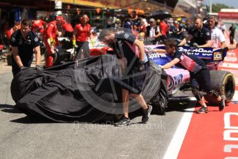 World © Octane Photographic Ltd. Formula 1 – Spanish GP. Practice 1. SportPesa Racing Point RP19 – Lance Stroll damaged car gets returned to the pit lane. Circuit de Barcelona Catalunya, Spain. Friday 10th May 2019.
