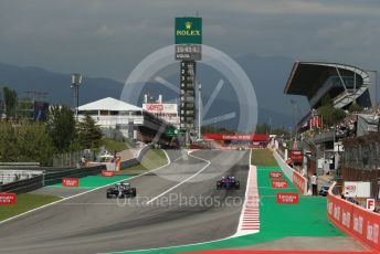 World © Octane Photographic Ltd. Formula 1 – Spanish GP. Practice 2. Mercedes AMG Petronas Motorsport AMG F1 W10 EQ Power+ - Lewis Hamilton and Scuderia Toro Rosso STR14 – Daniil Kvyat. Circuit de Barcelona Catalunya, Spain. Friday 10th May 2019.