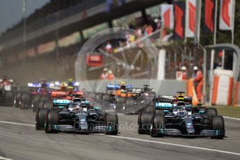 World © Octane Photographic Ltd. Formula 1 – Spanish GP. Race. Mercedes AMG Petronas Motorsport AMG F1 W10 EQ Power+ - Lewis Hamilton and Valtteri Bottas. Circuit de Barcelona Catalunya, Spain. Sunday 12th May 2019.
