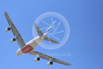 World © Octane Photographic Ltd. Formula 1 – Spanish GP. Race. Emirates Airbus A80-842 on flyover. Circuit de Barcelona Catalunya, Spain. Sunday 12th May 2019.