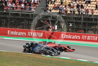 World © Octane Photographic Ltd. Formula 1 – Spanish GP. Race. Mercedes AMG Petronas Motorsport AMG F1 W10 EQ Power+ - Lewis Hamilton and Valtteri Bottas and Scuderia Ferrari SF90 – Sebastian Vettel. Circuit de Barcelona Catalunya, Spain. Sunday 12th May 2019.