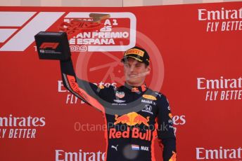 World © Octane Photographic Ltd. Formula 1 – Spanish GP. Podium. Aston Martin Red Bull Racing RB15 – Max Verstappen. Circuit de Barcelona Catalunya, Spain. Sunday 12th May 2019.