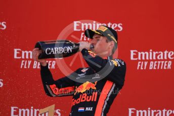 World © Octane Photographic Ltd. Formula 1 – Spanish GP. Podium. Aston Martin Red Bull Racing RB15 – Max Verstappen. Circuit de Barcelona Catalunya, Spain. Sunday 12th May 2019.