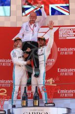 World © Octane Photographic Ltd. Formula 1 – Spanish GP. Podium. Mercedes AMG Petronas Motorsport AMG F1 W10 EQ Power+ - Lewis Hamilton, Valtteri Bottas and Dieter Zetsche – Chairman of the management board of Mercedes - Benz. Circuit de Barcelona Catalunya, Spain. Sunday 12th May 2019.