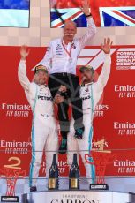 World © Octane Photographic Ltd. Formula 1 – Spanish GP. Podium. Mercedes AMG Petronas Motorsport AMG F1 W10 EQ Power+ - Lewis Hamilton, Valtteri Bottas and Dieter Zetsche – Chairman of the management board of Mercedes - Benz. Circuit de Barcelona Catalunya, Spain. Sunday 12th May 2019.