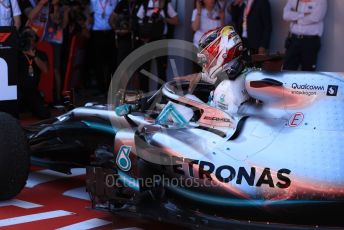 World © Octane Photographic Ltd. Formula 1 – Spanish GP. Parc Ferme. Mercedes AMG Petronas Motorsport AMG F1 W10 EQ Power+ - Lewis Hamilton. Circuit de Barcelona Catalunya, Spain. Sunday 12th May 2019.