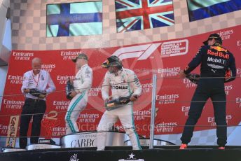 World © Octane Photographic Ltd. Formula 1 – Spanish GP. Podium. Mercedes AMG Petronas Motorsport AMG F1 W10 EQ Power+ - Lewis Hamilton, Valtteri Bottas and Dieter Zetsche – Chairman of the management board of Mercedes - Benz and Aston Martin Red Bull Racing RB15 – Max Verstappen. Circuit de Barcelona Catalunya, Spain. Sunday 12th May 2019.