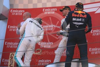 World © Octane Photographic Ltd. Formula 1 – Spanish GP. Podium. Mercedes AMG Petronas Motorsport AMG F1 W10 EQ Power+ - Lewis Hamilton, Valtteri Bottas and Dieter Zetsche – Chairman of the management board of Mercedes - Benz and Aston Martin Red Bull Racing RB15 – Max Verstappen. Circuit de Barcelona Catalunya, Spain. Sunday 12th May 2019.
