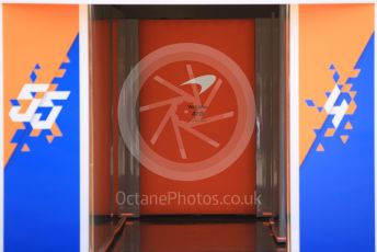 World © Octane Photographic Ltd. Formula 1 – Spanish GP. Thursday Setup. McLaren garage entrance. Circuit de Barcelona Catalunya, Spain. Thursday 9th May 2019.