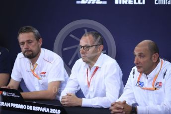 World © Octane Photographic Ltd. Formula 1 – Spanish GP. F2 18inch tyre Press Conference.  Steve Nielsen – Formula 1 Sporting Director, Stefano Domenicali – President of FIA Single-Seater Commission, Bruno Michel – CEO, FIA Formula 2 Championship. Circuit de Barcelona Catalunya, Spain. Thursday 9th May 2019.