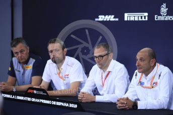 World © Octane Photographic Ltd. Formula 1 – Spanish GP. F2 18inch tyre Press Conference.  Mario Isola – Pirelli Head of F1 and Car Racing, Steve Nielsen – Formula 1 Sporting Director, Stefano Domenicali – President of FIA Single-Seater Commission, Bruno Michel – CEO, FIA Formula 2 Championship. Circuit de Barcelona Catalunya, Spain. Thursday 9th May 2019.