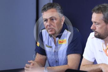 World © Octane Photographic Ltd. Formula 1 – Spanish GP. F2 18inch tyre Press Conference.  Mario Isola – Pirelli Head of F1 and Car Racing. Circuit de Barcelona Catalunya, Spain. Thursday 9th May 2019.