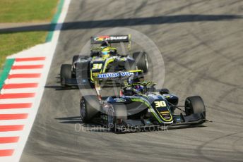 World © Octane Photographic Ltd. FIA Formula 3 (F3) – Spanish GP – Practice. Carlin Buzz Racing - Felipe Drugovich and Logan Sargeant. Circuit de Barcelona-Catalunya, Spain. Friday 10th May 2019.