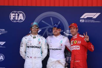 World © Octane Photographic Ltd. Formula 1 – Spanish GP. Qualifying. Mercedes AMG Petronas Motorsport AMG F1 W10 EQ Power+ - Valtteri Bottas followed by his team mate Lewis Hamilton and Scuderia Ferrari SF90 – Sebastian Vettel. Circuit de Barcelona Catalunya, Spain. Saturday 11th May 2019.