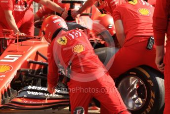 World © Octane Photographic Ltd. Formula 1 – Spanish GP. Paddock. Scuderia Ferrari pit stop practice. Circuit de Barcelona Catalunya, Spain. Saturday 11thth May 2019.