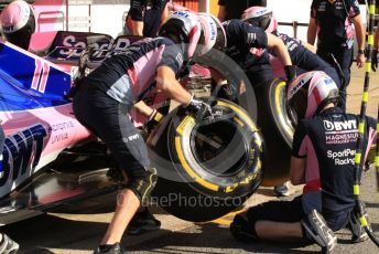 World © Octane Photographic Ltd. Formula 1 – Spanish GP. Paddock. SportPesa Racing Point RP19 pit stop practice. Circuit de Barcelona Catalunya, Spain. Saturday 11thth May 2019.