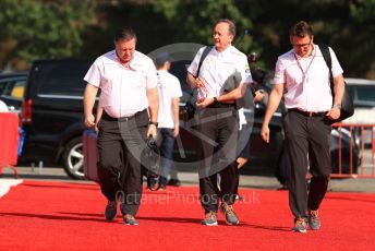 World © Octane Photographic Ltd. Formula 1 - Spanish GP. Paddock. Zak Brown - Executive Director of McLaren Technology Group and Jonathan Neale - Operations Director at McLaren. Circuit de Barcelona Catalunya, Spain. Saturday 11th May 2019.