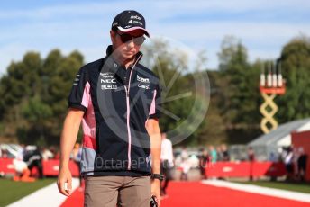 World © Octane Photographic Ltd. Formula 1 – Spanish GP. Paddock. SportPesa Racing Point RP19 - Sergio Perez. Circuit de Barcelona Catalunya, Spain. Saturday 11thth May 2019.