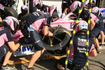 World © Octane Photographic Ltd. Formula 1 – Spanish GP. Paddock. SportPesa Racing Point pit RP19stop practice. Circuit de Barcelona Catalunya, Spain. Saturday 11thth May 2019.
