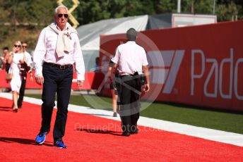 World © Octane Photographic Ltd. Formula 1 - Spanish GP. Paddock. Lance Stroll - father Lawrence Stroll - investor, part-owner of SportPesa Racing Point. Circuit de Barcelona Catalunya, Spain. Sunday 12th May 2019.