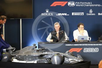 World © Octane Photographic Ltd. Formula 1 - 2021 Regulations Press Conference. Nikolas Tombazis – FIA Head of Single-Seater Technical Matters and Ross Brawn – Managing Director of Formula 1 for Liberty Media. Circuit of the Americas (COTA), Austin, Texas, USA. Thursday 31st October 2019.