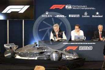 World © Octane Photographic Ltd. Formula 1 - 2021 Regulations Press Conference. Chase Carey - Chief Executive Officer of the Formula One Group, Nikolas Tombazis – FIA Head of Single-Seater Technical Matters and Ross Brawn – Managing Director of Formula 1 for Liberty Media. Circuit of the Americas (COTA), Austin, Texas, USA. Thursday 31st October 2019.