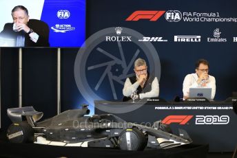 World © Octane Photographic Ltd. Formula 1 - 2021 Regulations Press Conference. Jean Todt – FIA President, Nikolas Tombazis – FIA Head of Single-Seater Technical Matters and Ross Brawn – Managing Director of Formula 1 for Liberty Media. Circuit of the Americas (COTA), Austin, Texas, USA. Thursday 31st October 2019.