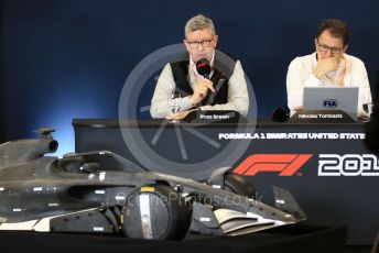 World © Octane Photographic Ltd. Formula 1 - 2021 Regulations Press Conference. Nikolas Tombazis – FIA Head of Single-Seater Technical Matters and Ross Brawn – Managing Director of Formula 1 for Liberty Media. Circuit of the Americas (COTA), Austin, Texas, USA. Thursday 31st October 2019.